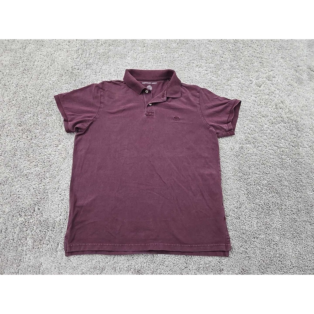 American‎ Eagle Polo Shirt Mens L Red Short Sleeve Standard Fit Preppy Casual